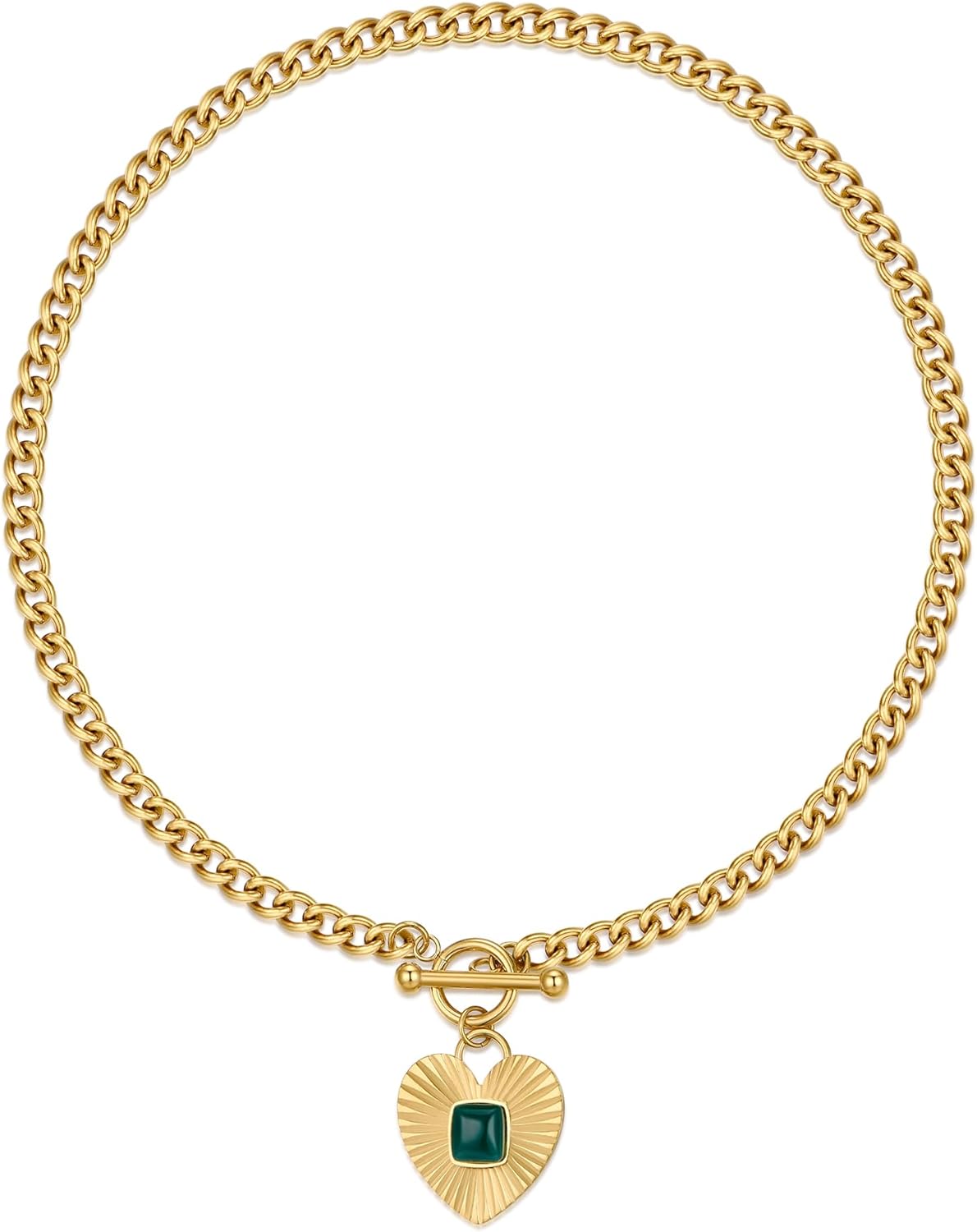 NUZON 2-Tone Interlocking | Sunburst Heart | CZ Evil Eye | Single Pear | Love Heart Pendant Necklace for Women 18K Gold Chain Necklace Protection Prayer Faith Jewelry