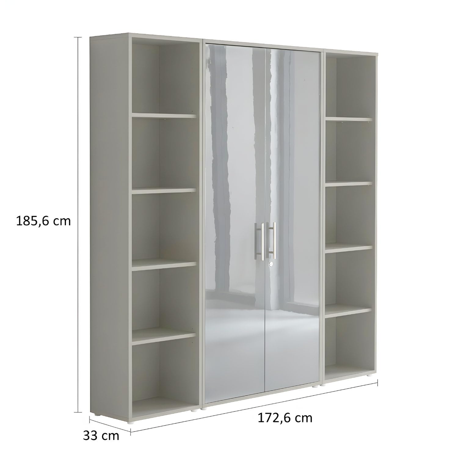 Aktenschrank TABOR 3 Büroschrank abschließbar – Mehrzweckschrank & Ordnerschrank Büro, viel Stauraum, Korpus Eiche Sonoma Front weiß matt
