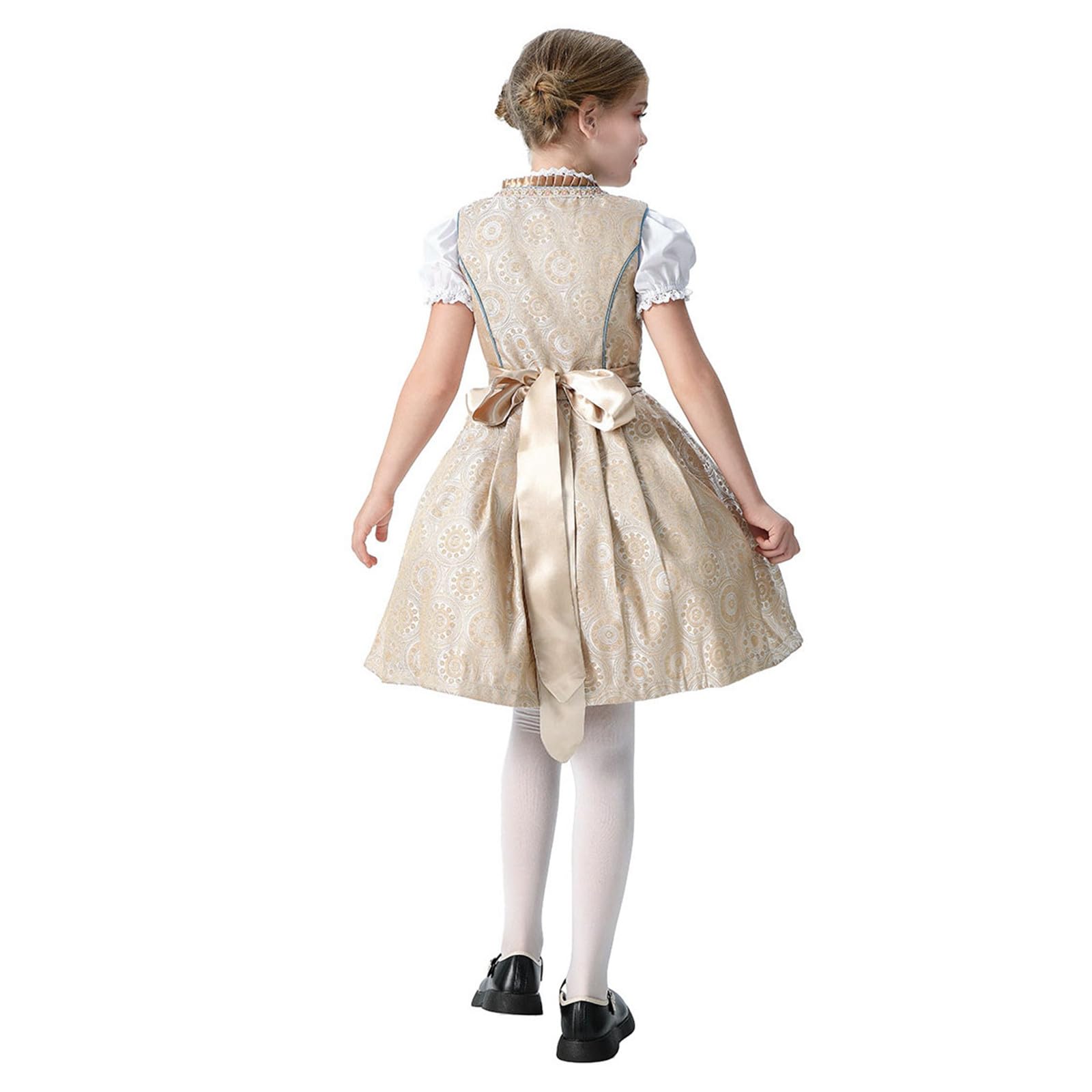 Vestito Tradizionale Bambina Abito Tirolese da Ragazza Bambine Carini Floreali Estivi Casual Tessuto Morbido Confortevole Tenuta con Grembiule in Pizzo a Maniche Corte Festa della Birra per Carnevale