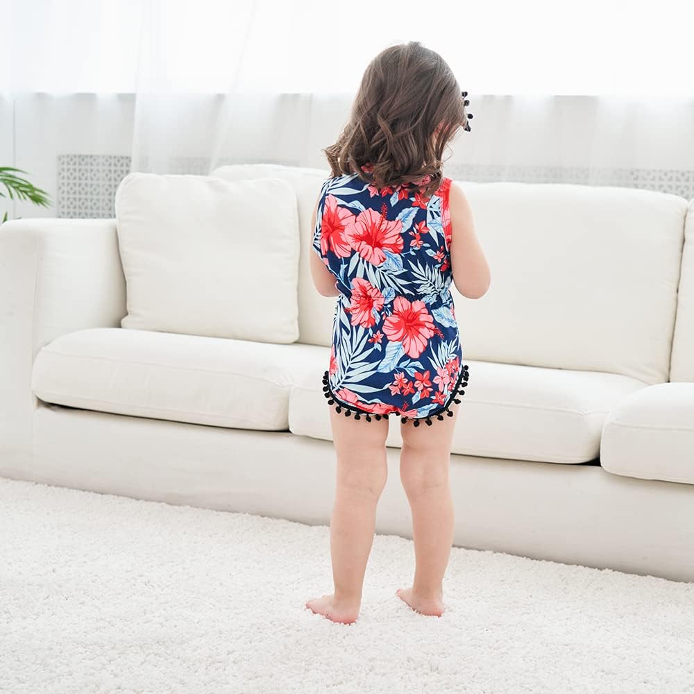 Leapparel Baby Girl Clothes 0-24 Months Floral Sleeveless Newborn Romper Jumpsuit Outfit Set with Headband - Image 7