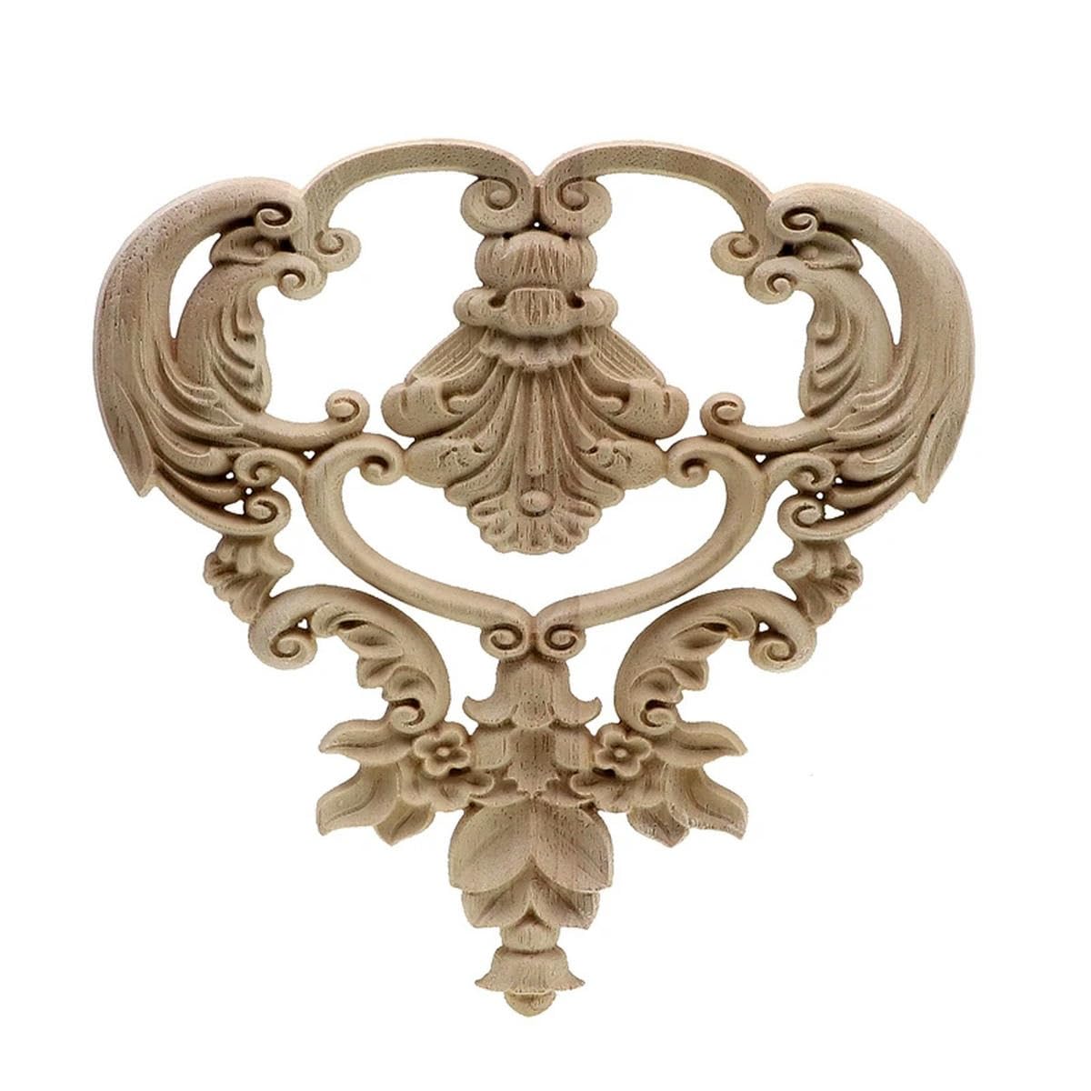 Applique carrée en bois sculpté de 15cm pour décoration de meubles et mur