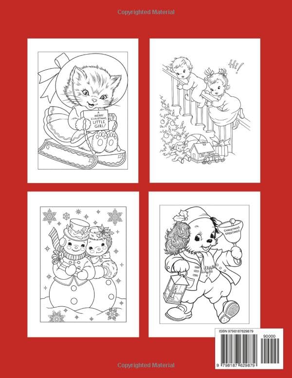 1950s Vintage Christmas Card Coloring Book: Nostalgic Holiday Scenes Filled with Retro Cheer, Cozy Memories & Festive Fun (Christmas Coloring Books for Adults) image 3
