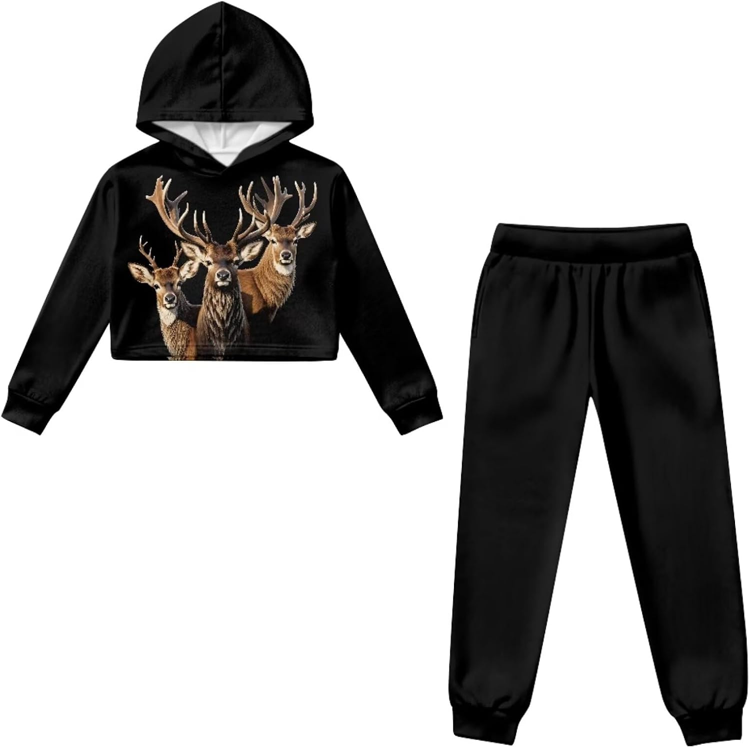 Girls' Workout Top & Bottom Sets 2 Piece Tracksuit Athletic Sweatsuits Sets for Girls Crop Top Hoodies Fall Outfit