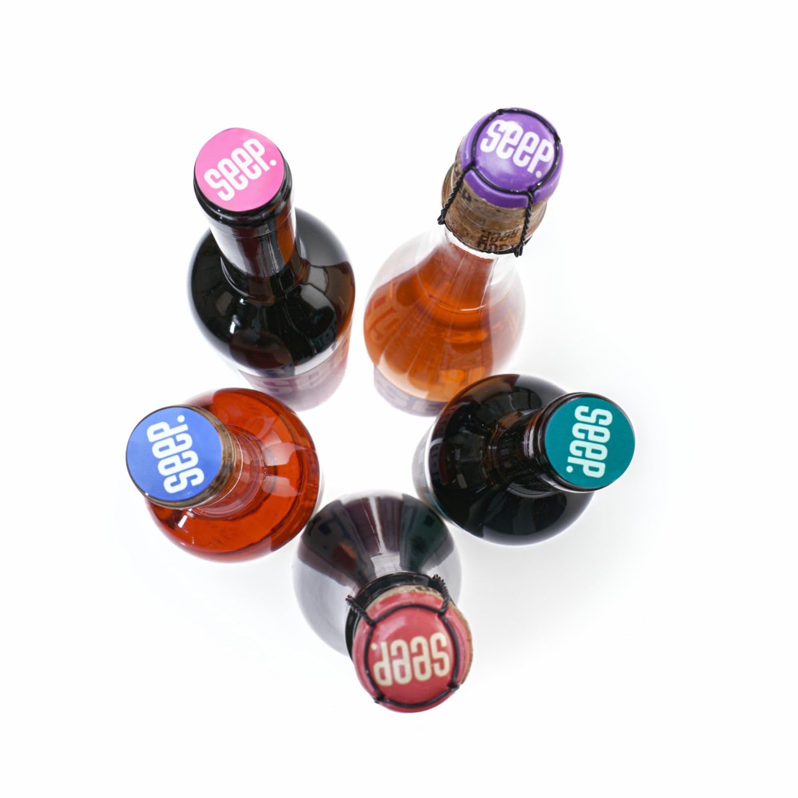 SEEP.LIFE | Kit Degustazione - Seep Bianco, Rosato, Rosso Superiore, Bolla Bianca, Bolla Rosata, Bevanda Analcolica, 5 Bottiglie da 750ml con Tappo Riutilizzabile, Made in Italy