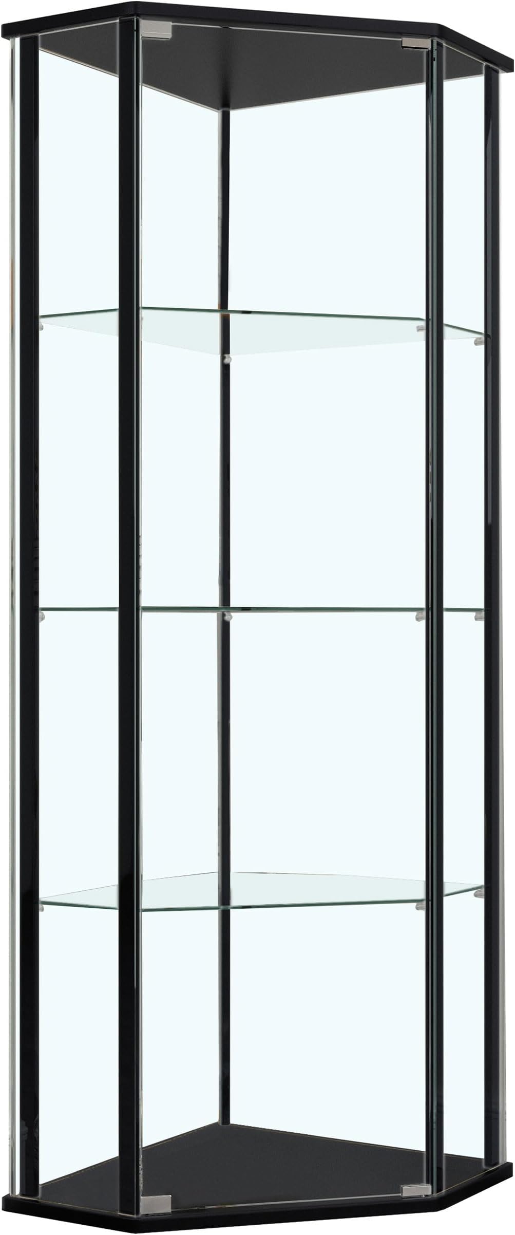 Coaster Home Furnishings - Zenobia - 4-Shelf Curio Cabinet with Metal Supports, Wooden Frame, Tempered Glass Shelves and Chrome Base - Living Room - Black - 953234