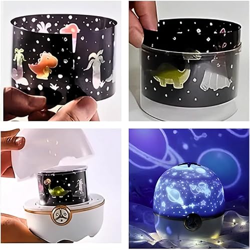 Luminária Giratória De Mesa Infantil Projetor Luzes 8 Modos Luminária Projetora de Estrelas Recarreg
