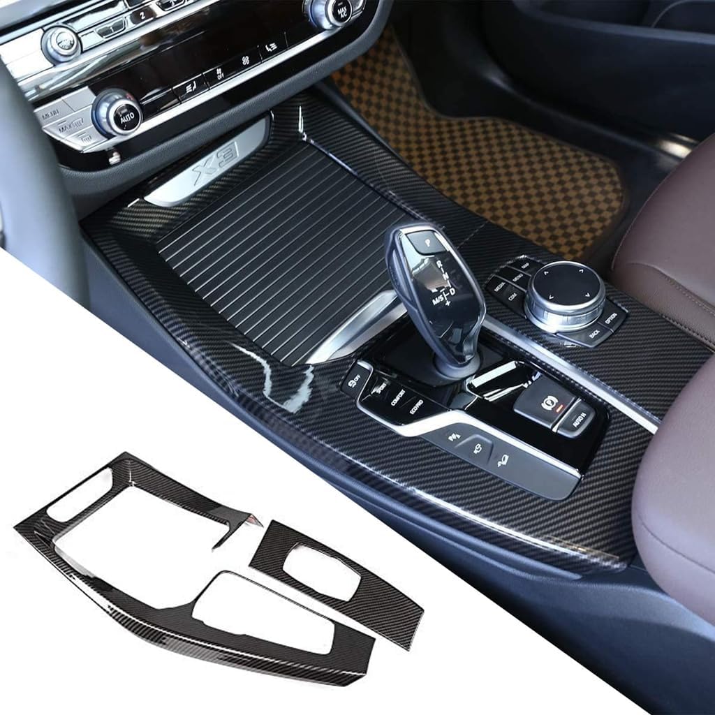 Compatible with BMW X3 X4 G01 G02 2018-2020 Car Center Console Gear Shift Decoration Panel Cover Trim ABS Plastic Stickers Accessories Carbon Fiber Black