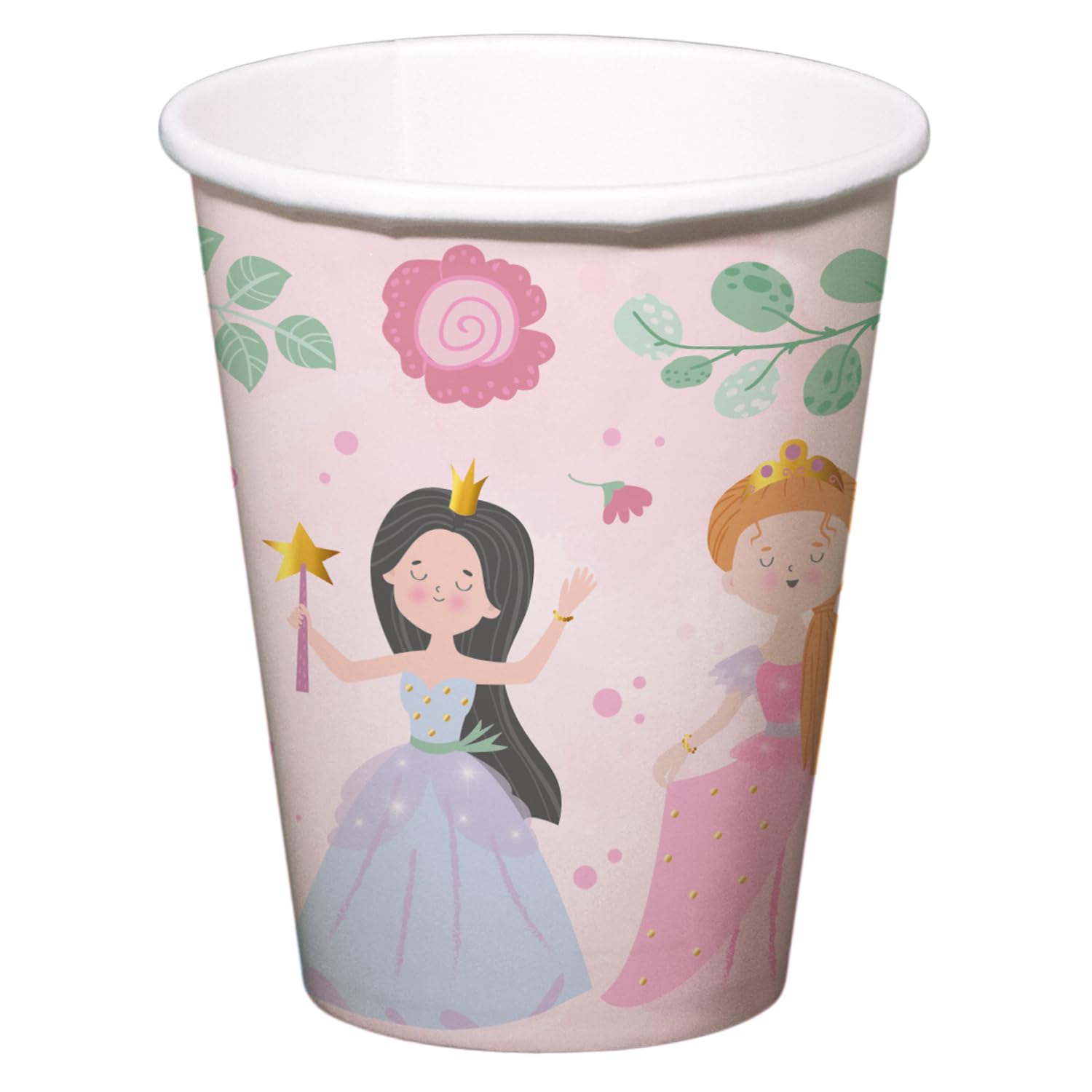 Folat 27485 Princess Birthday Decoration Pink - Cups - Pretty Princess - 23 cm - Pack of 8 - Princess Party Tableware for Princess Party