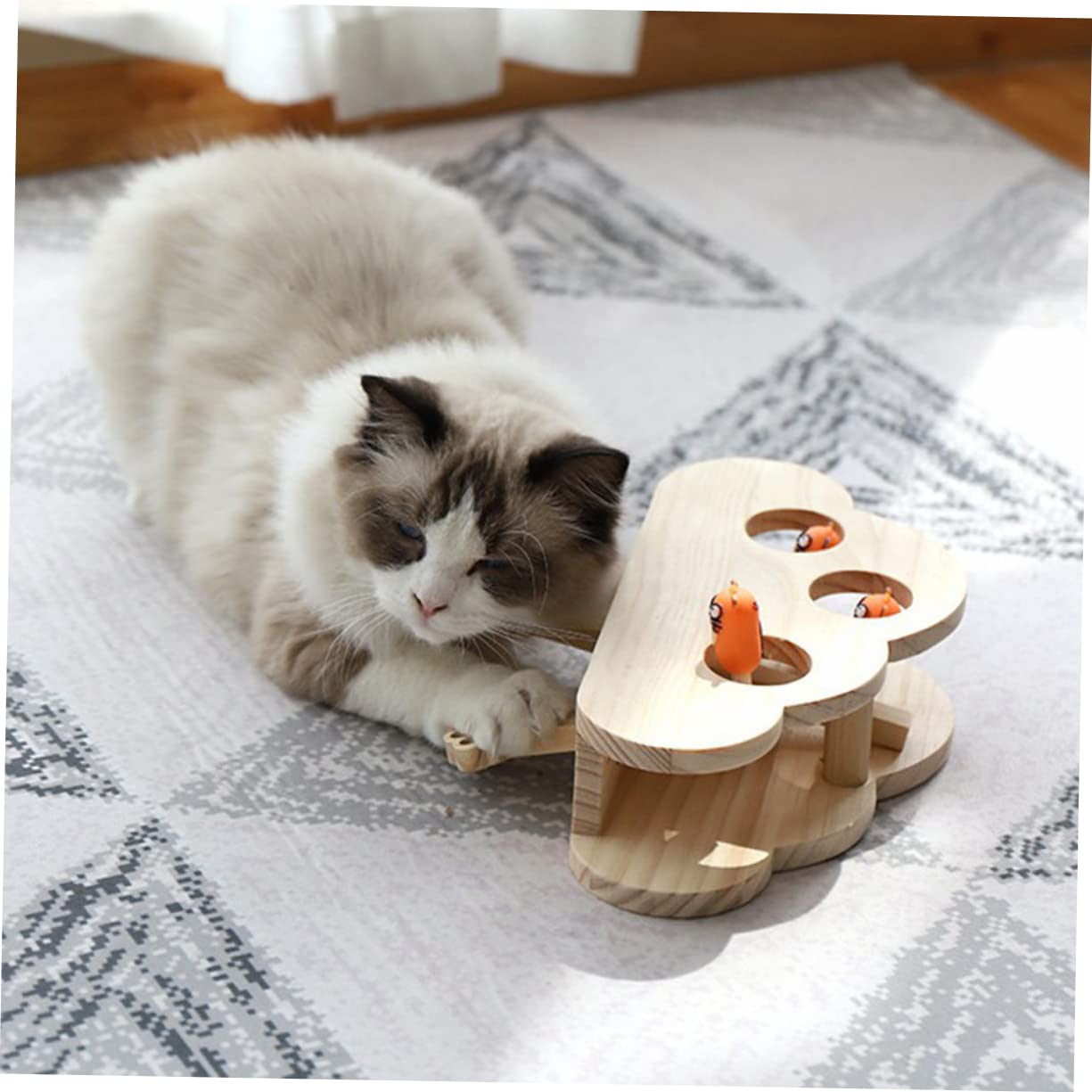 COLLBATH Juguete para atrapar Gatos Juguete Interactivo para Gatos Ratones s para Mascota raspador Gatito Gato de De Madera