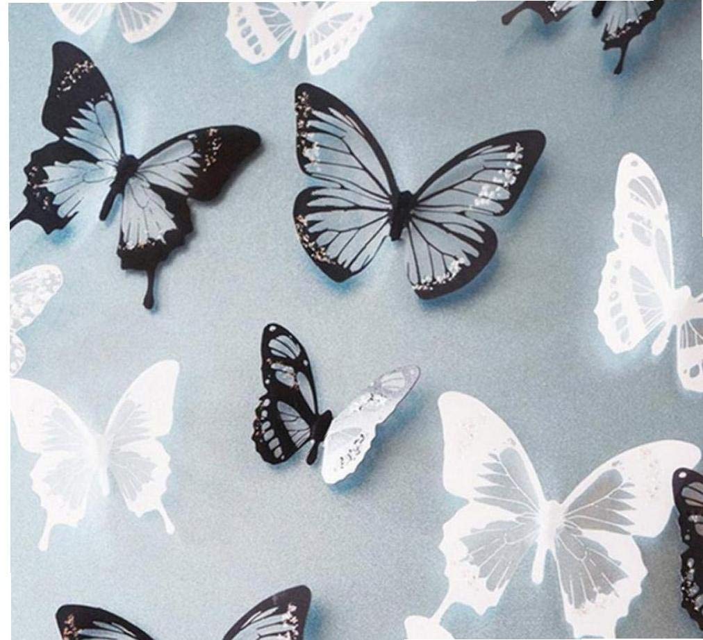 Zonfer 18Pcs Crystal Butterflies 3D Wall Sticker Beautiful Wall Stickers For Room Wall Decals Home Decoration