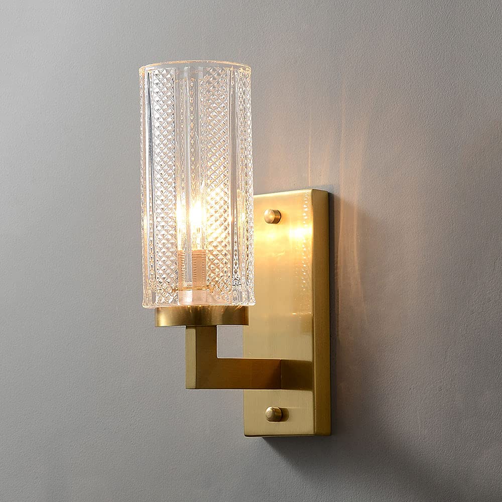JYBNBBE Wall Lighting Chandelier Brass Wall Sconce Glass Wall Lamp Shade Vanity Wall Light Modern Wall Sconces E14 Wall Mount Lighting Fixtures Bedroom Bedside Living,Black-1Light/Black/1Light