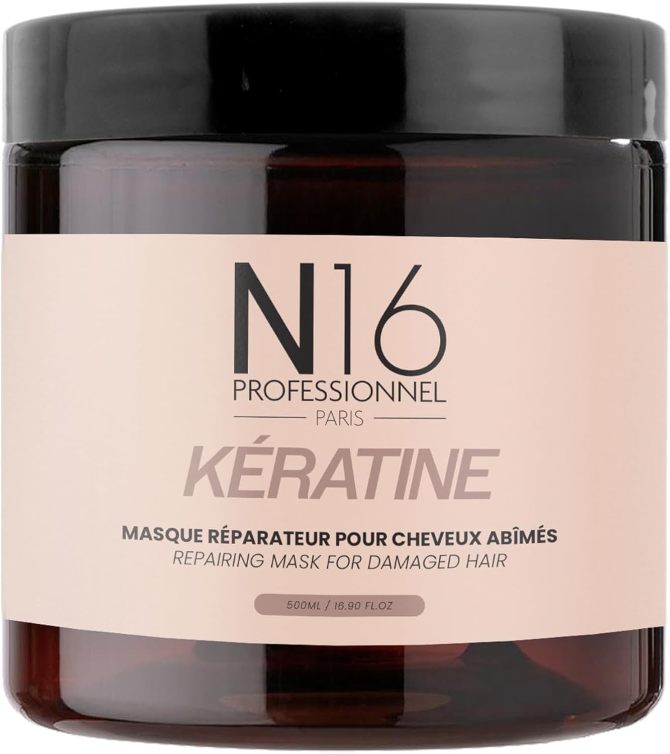 Masque Bio Kératine N16 Professionnel - Réparateur - Sans Sulfate Parabène Marque Française - 500ml