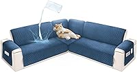 Vista 25 de Fundas de sofá seccional para perros 100% impermeables, funda de sofá en forma de L para esquinas, de terciopelo, lavable, antideslizante