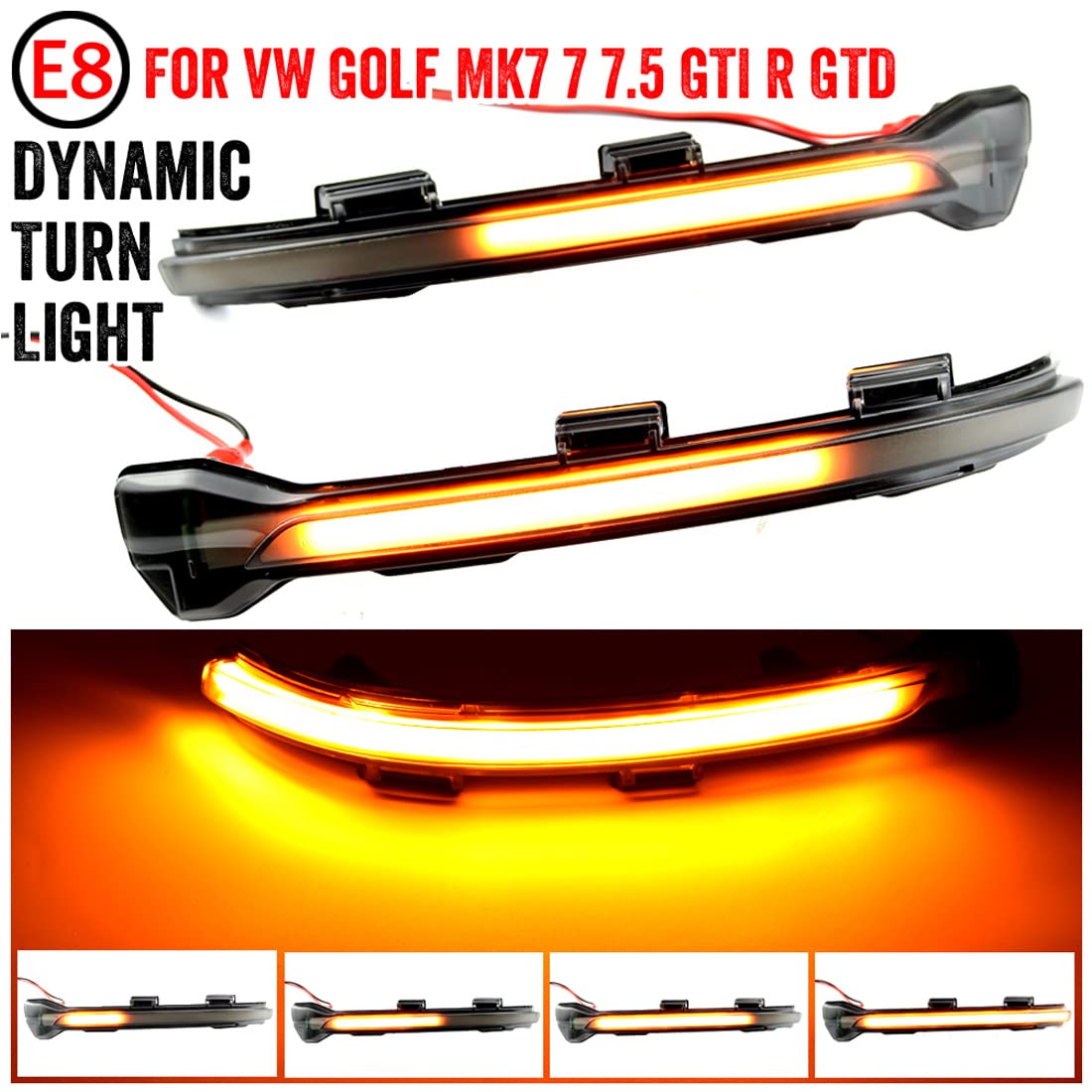 Dynamiczny kierunkowskaz Lusterko wsteczne Przydymione soczewki W??cz kierunkowskaz ?wiat?o LED Turn Singal Migacz Kompatybilny z VW Golf MK7 7 7.5 GTI R GTD 2012-2020