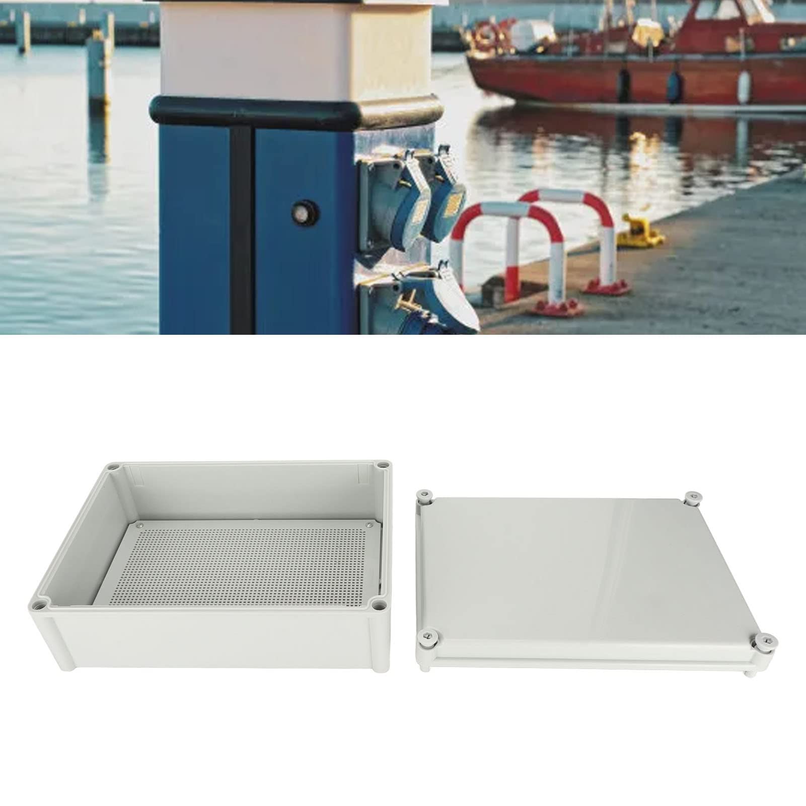 KIMISS Scatola di Giunzione Elettrica IP67 con Piastra di Montaggio, Custodia Esterna Ad ABS Grigio, 380 X 280 X 130 Mm, Custodia per Progetti Elettrici a Prova di Tempo