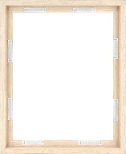 MCS Marco de lienzo flotante, marcos de arte para pinturas en lienzo con cierres adhesivos y accesorios para colgar, veta de madera natural, 16 x 20