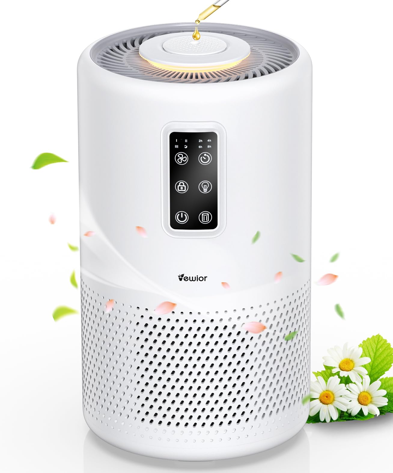 Vewior Premium Air Purifiers for Home/Office Covers 1400ft², VEWIOR H13 True HEPA Air Purifier for Bedroom with Night Light, 9600 Hrs Filter Life, Remove 99.99% Allergen, Monitor Air Quality-White