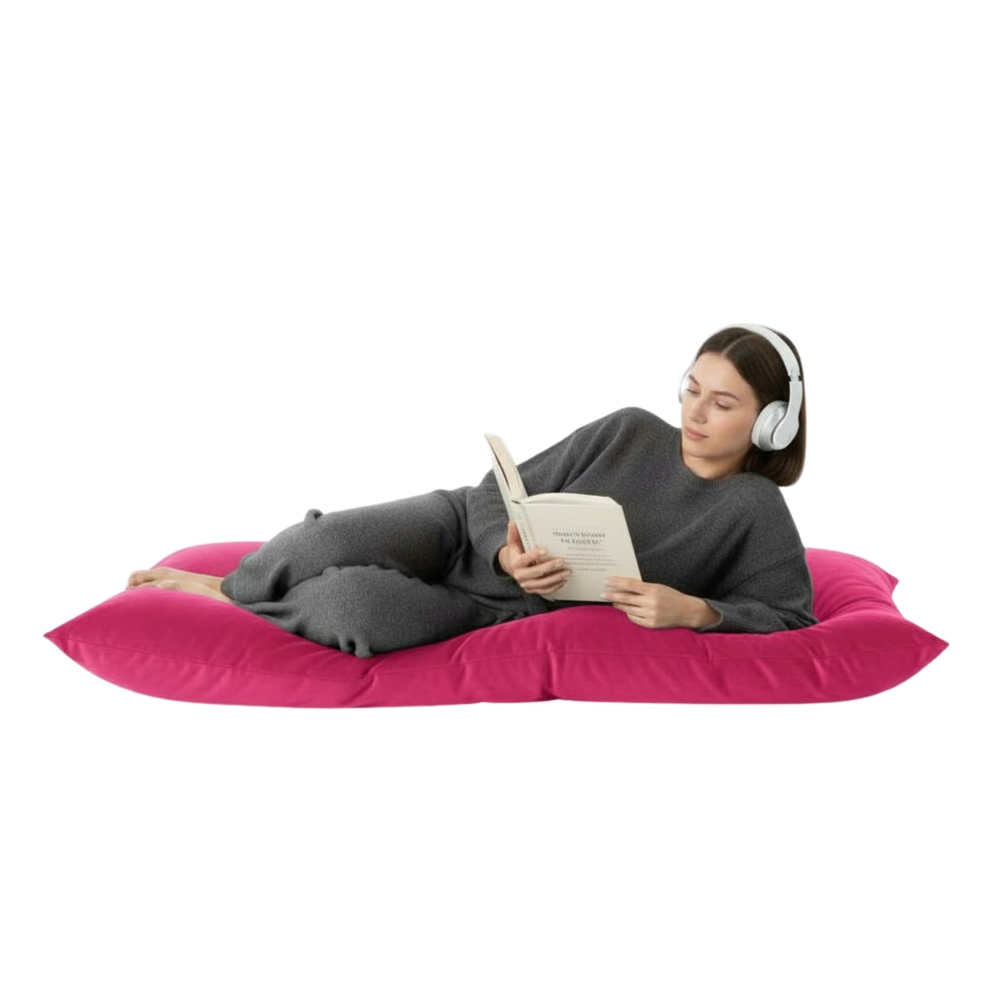 Kosiproducts Beanbag Floor Cushions Pillow Plush Velvet 100% Soft Polyester-Hot Pink-84x65