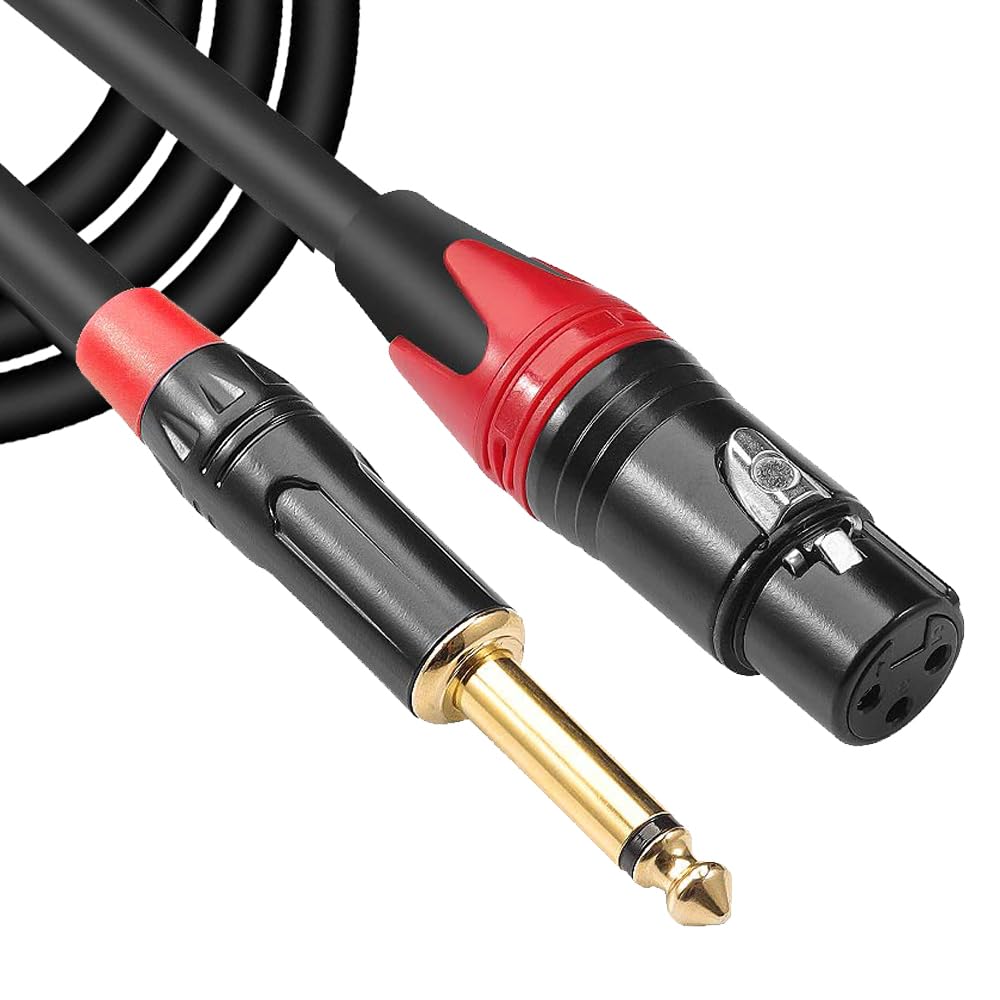 Imaginea 3 Meter XLR Female to 6.35mm (1/4 Inch) TS Jack 3PIN Female Cord Wire Microphone Cable for Party Speaker/Amplifier/Keyboard Guitar Cable (Pack of 4)