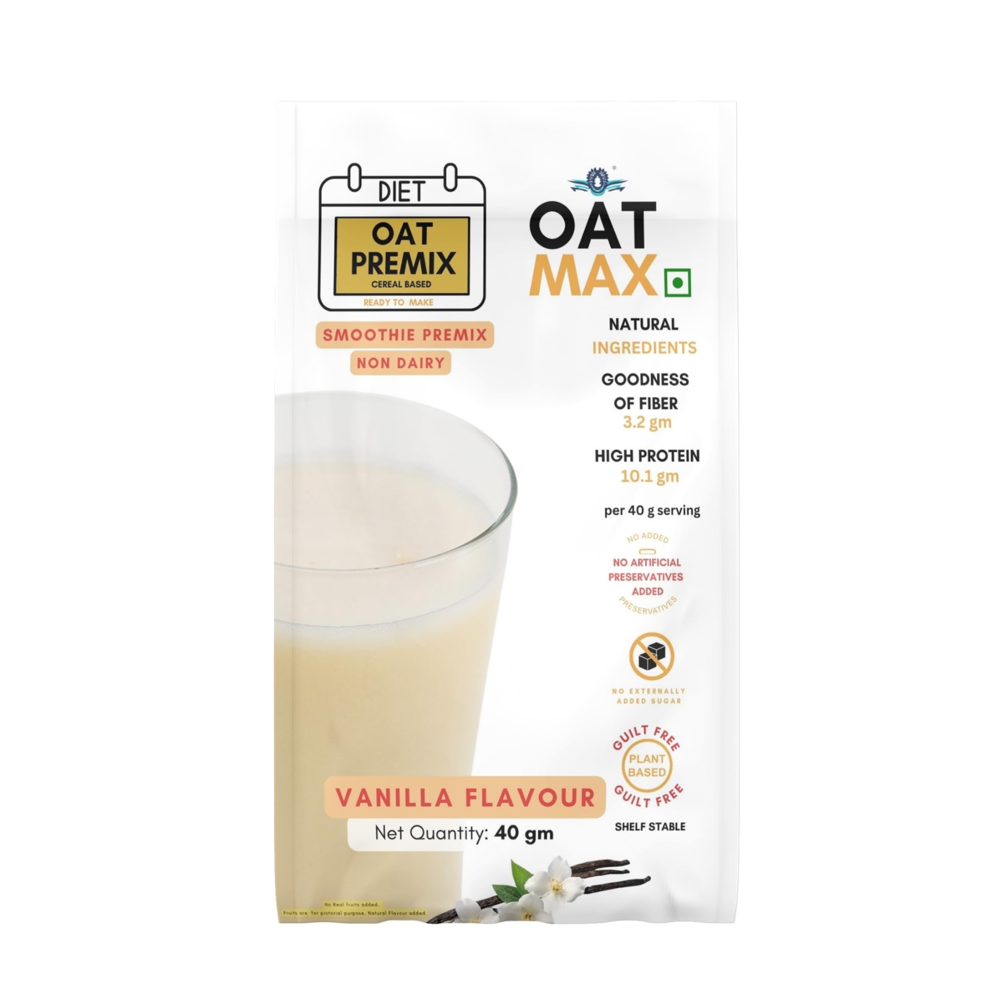 OATMAX VANILLA SMOOTHIE PREMIX – VANILLA DRINK POWDER | NATURAL POWDERS AND OATS | INSTANT MILK OR WATER MIX | NO ADDED PRESERVATIVES OR FLAVOURS | PER PACK - 40GM (20)-image-27