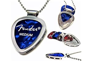 Guitar Pick Holder Pendant Necklace with Bigger Stainless Steel Ball Chain Necklace...