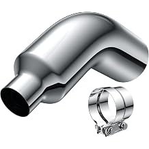 YOLANDO 4 to 7 InchID Exhaust Elbow with Clamp, 4 Inlet 7 Outlet 23 Long Chrome Turndown Exhaust Tip