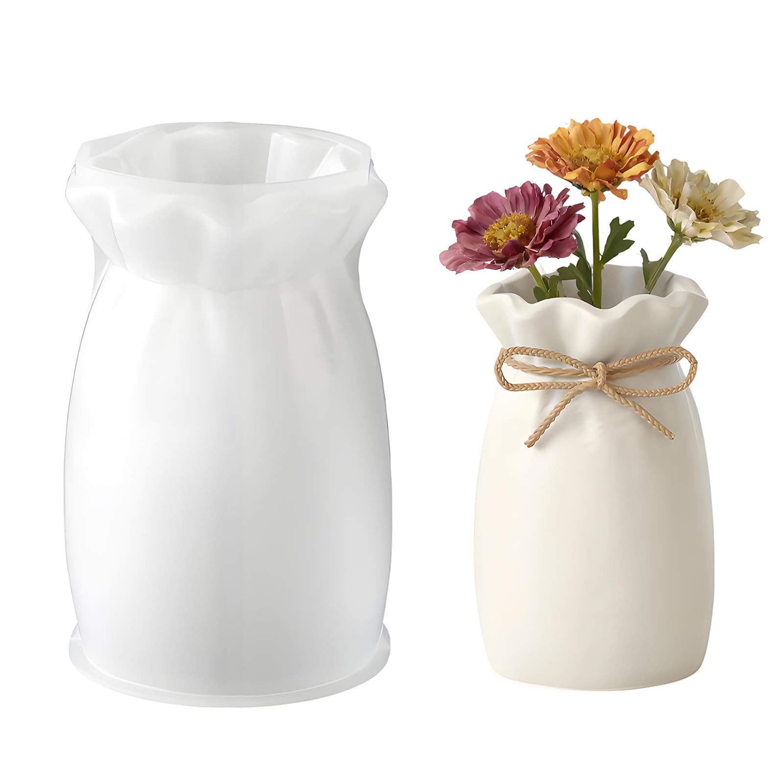 Alksubbm Gift Bag Shape Vase Silicone Molds Easy Demolding for Vase Gypsum Concrete Ornament and Epoxy Resin Craft Cast