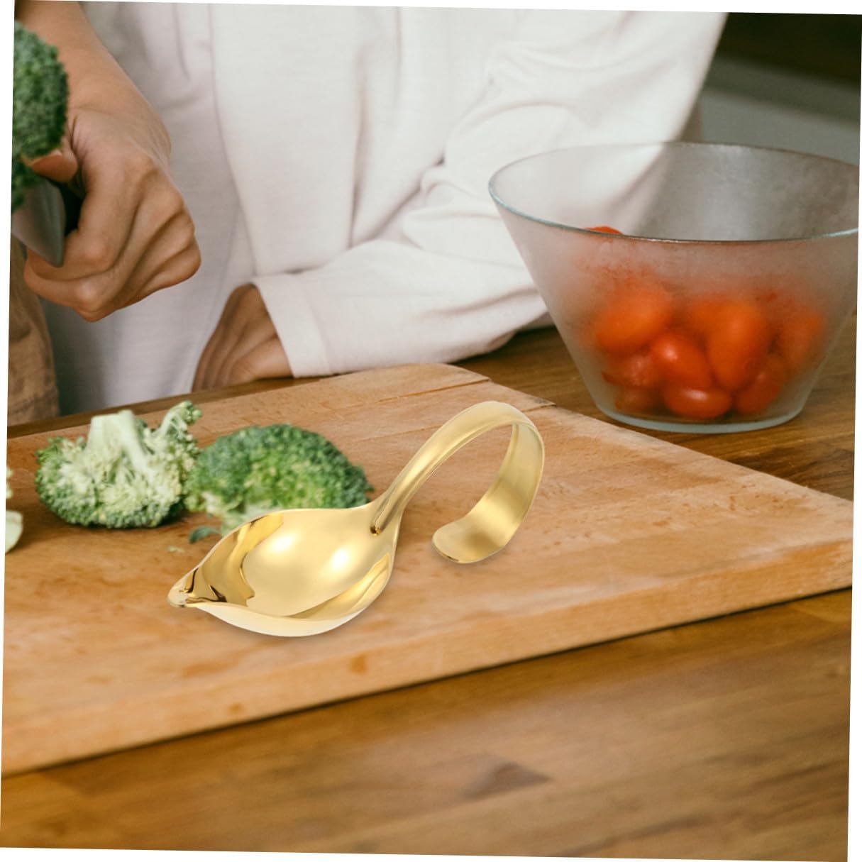 2pcs Sauce Spoons for Serving Stainless Steel with Curved Handle