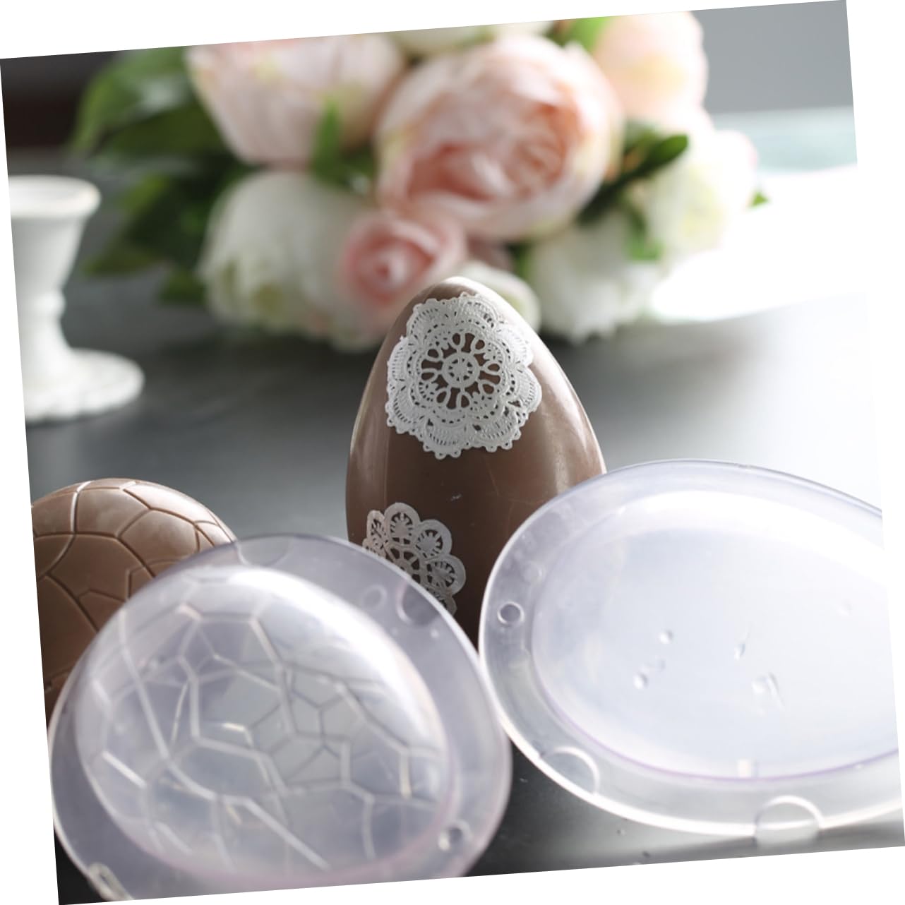 TOPBATHY 3piezas Molde De Chocolate De Huevo De Con Herramienta De Decoración Para Pasteles y Repostería Para Hacer Huevos De Pascua y Chocolates Artesanales