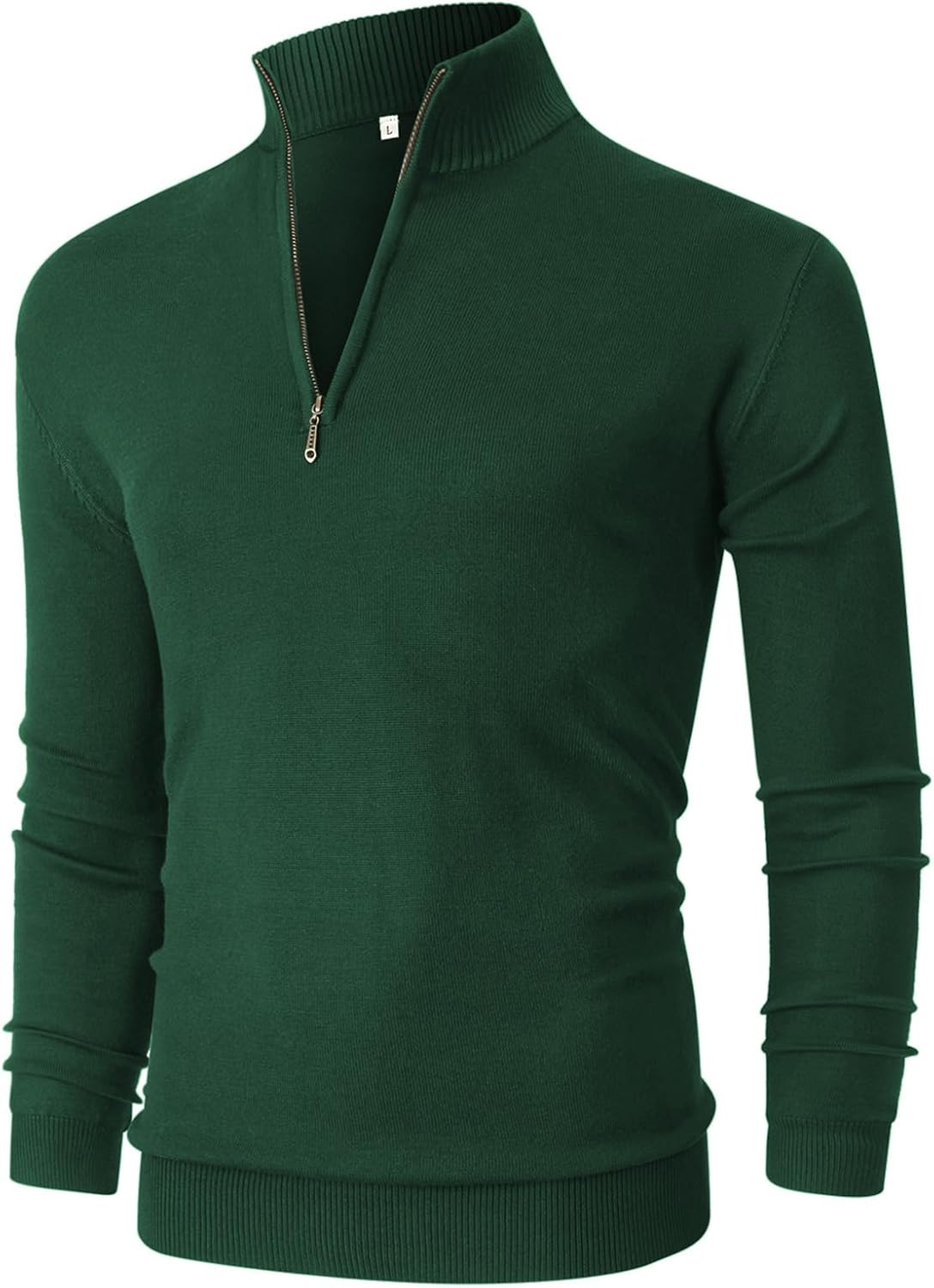 NITAGUT Mens Slim Fit Quarter Zip Mock Neck Polo Sweater Casual Long Sleeve Sweater and Turtleneck Pullover