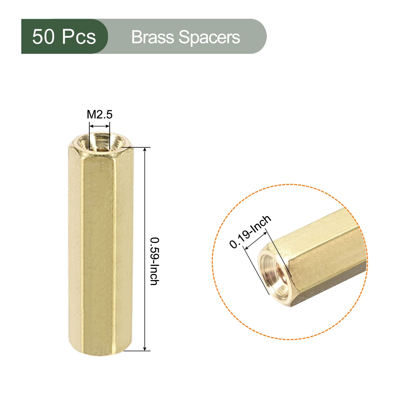 YOKIVE 50 Pcs M2.5 Spacers, Brass Hex PCB Standoffs Nuts, Keep Height Consistent, Great for Motherboard Circuit Board - Image 2