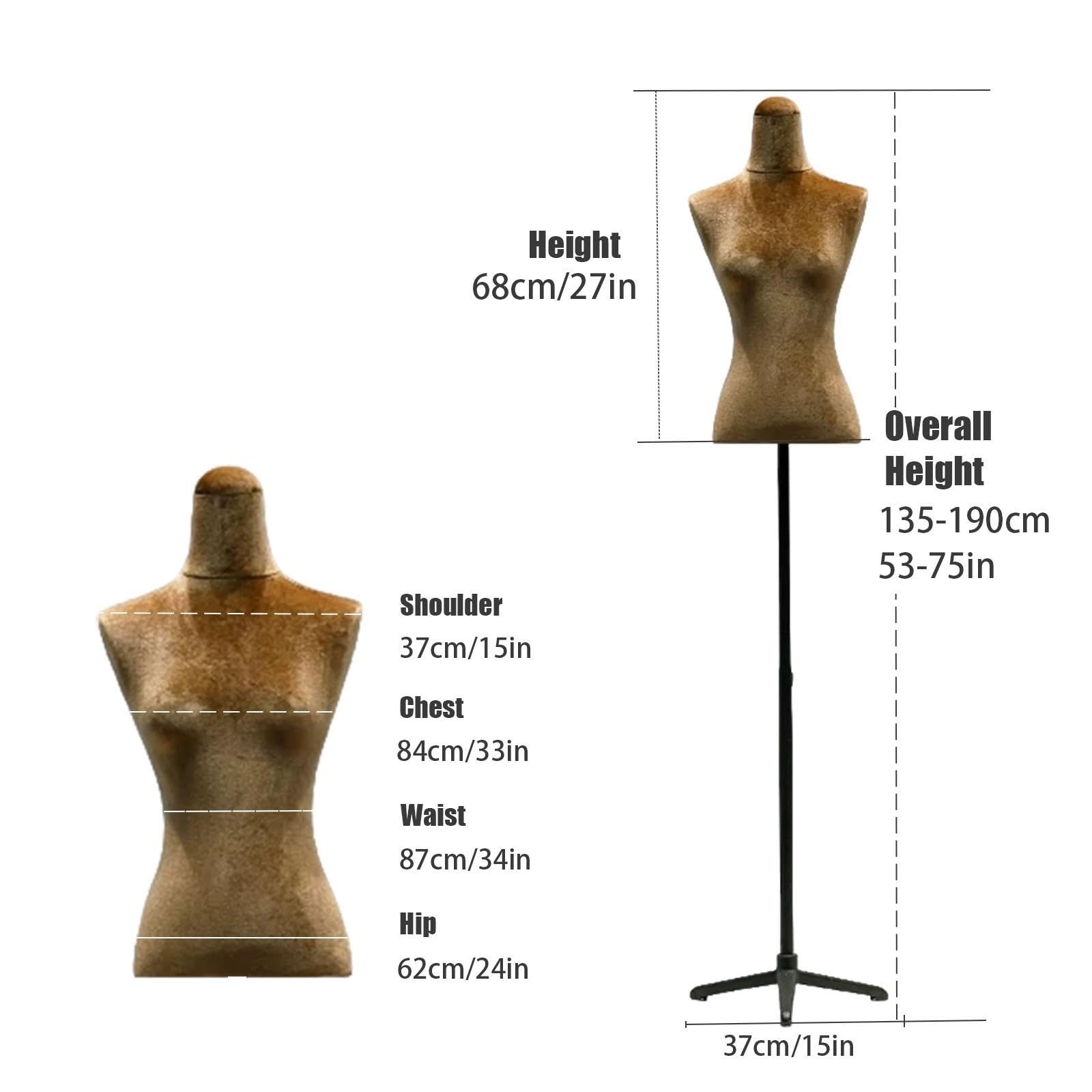 Maniquí Femenino Alfilerable de Terciopelo, Altura Total Regulable