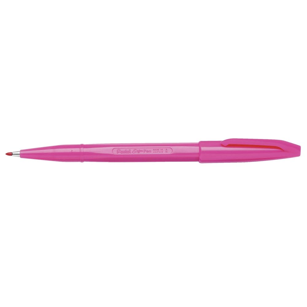 Pentel Sign Pen Fiber-Tipped Pen, Pink Ink, Box of 12 (S520-P)