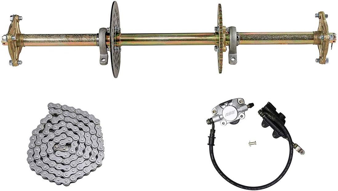 Go Kart 1" x 32" Live Axle Kit with Sprocket Brake Master Cylinder Assembly and Chain kit for Quad Trike Golf Carts