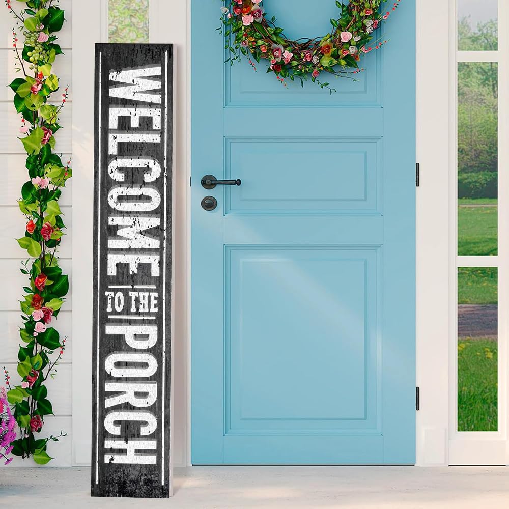 12x72 Disressed Black Welcome To The Porch Wooden Porch Sign Extra Long Rustic Wall Decor - Farmhouse Style