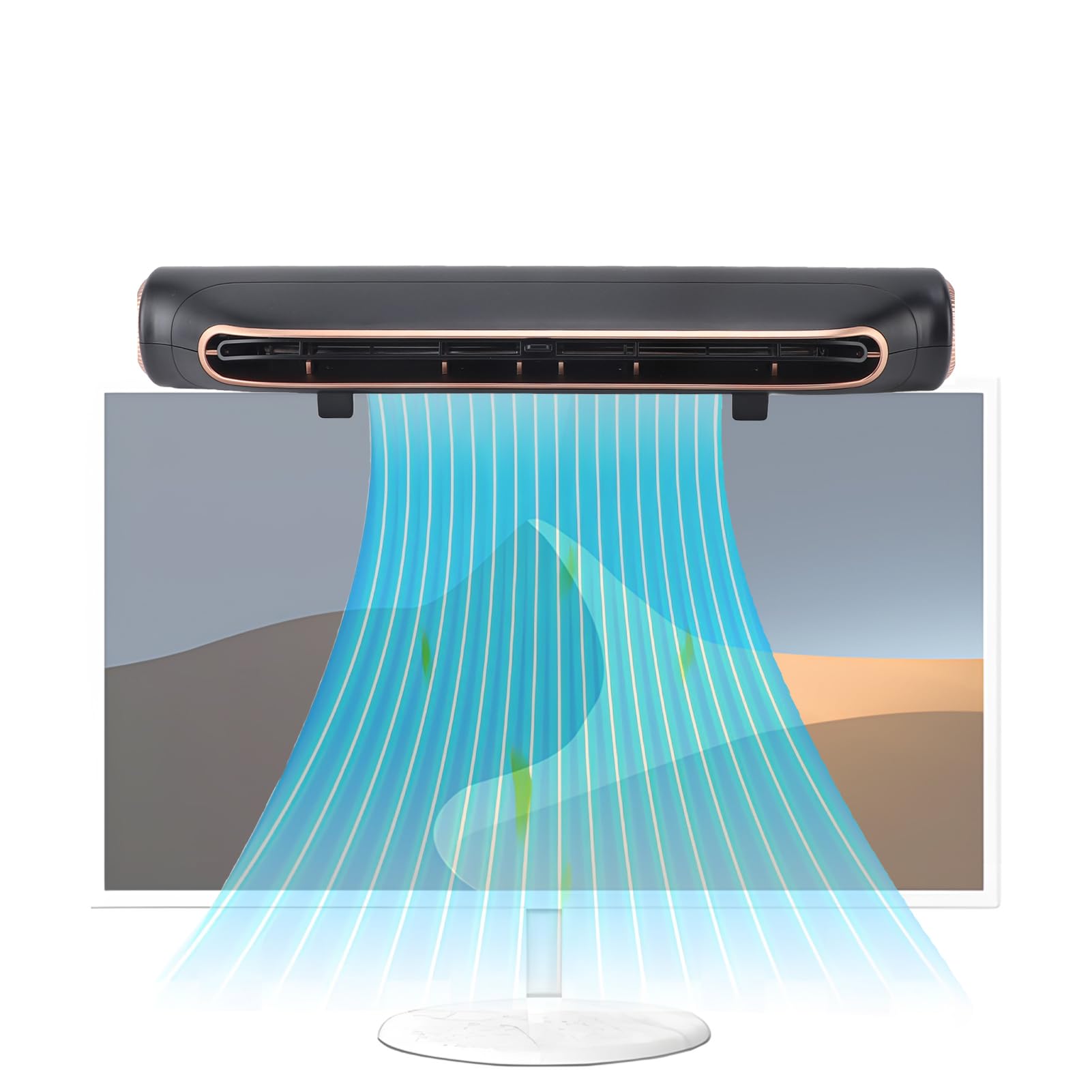 DenashMonitor Clip on Fan,Portable 3 Speed Quiet Bladeless Desk Fan,Adjustable Wind Angle Monitor USB Fan for Home Office for Laptop PC Monitor (Black)