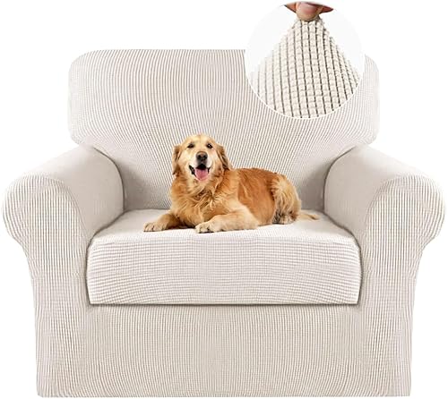 Turquoize - Fundas de sillas de 2 piezas, fundas de sofá, funda de sillón con reposabrazos, protector lavable para sillas, tela jacquard gruesa