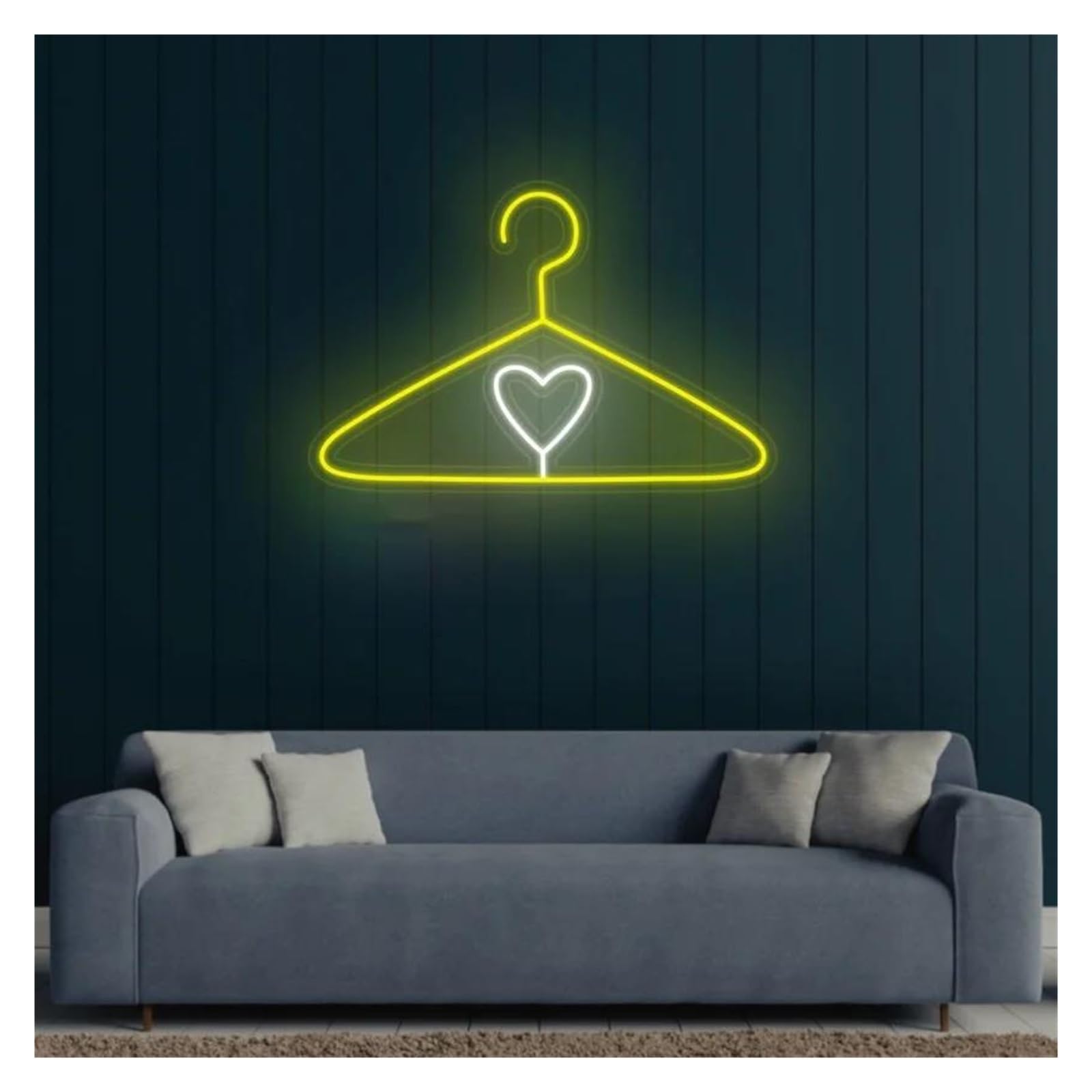 LEMST Signs Lamp Hanger Neon Sign USB Powered Adjustable Brightness Heart Neon Lights, for Store Wall Decoration 25cmx30cm(C)