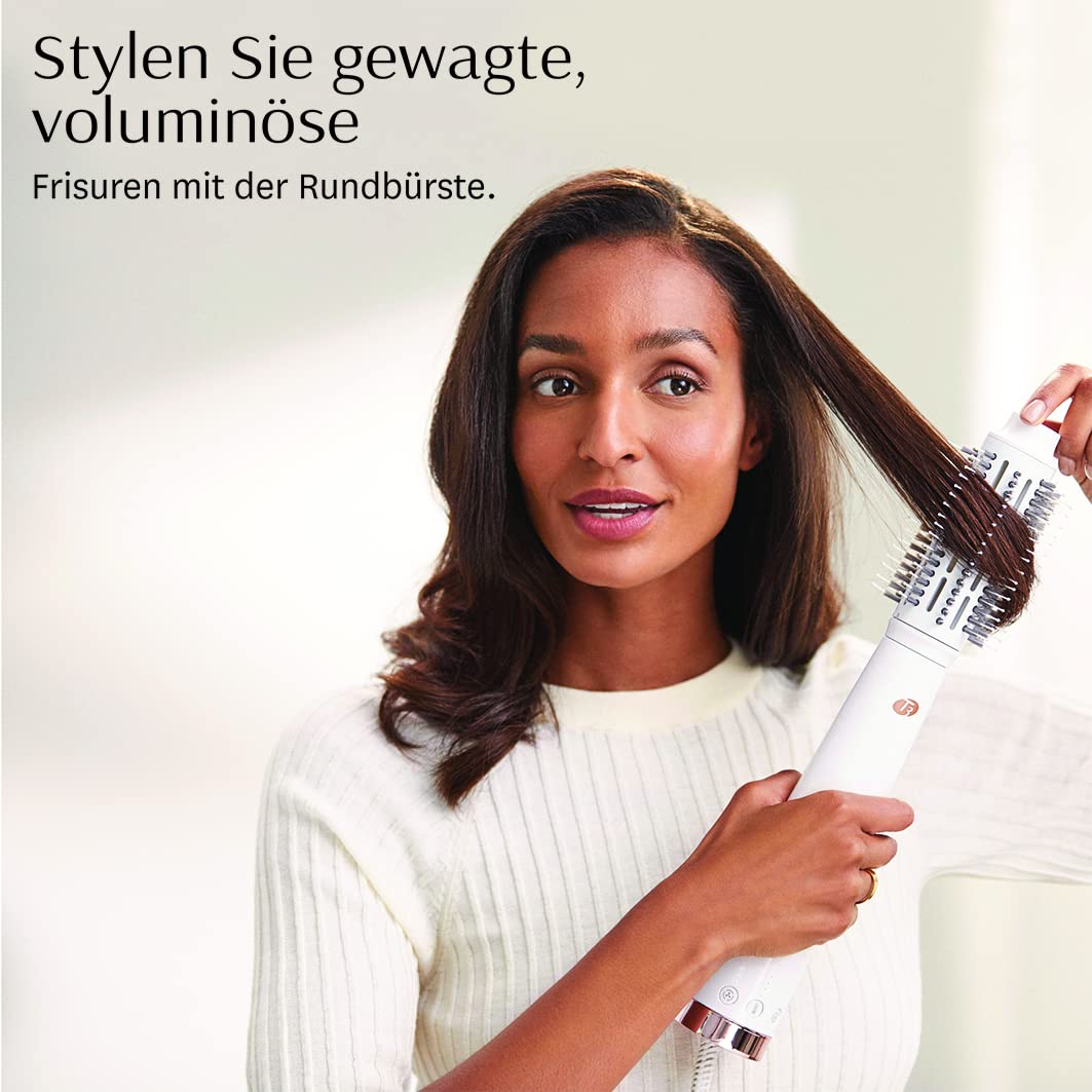 T3 AireBrush Duo Heißluft-Trockenbürste mit zwei austauschbaren Aufsätzen, 15 Temperatur und Geschwindigkeitskombinationen, T3 IonFlow Technologie, Volume Booster Schalter + feststellbarer Kaltstufe