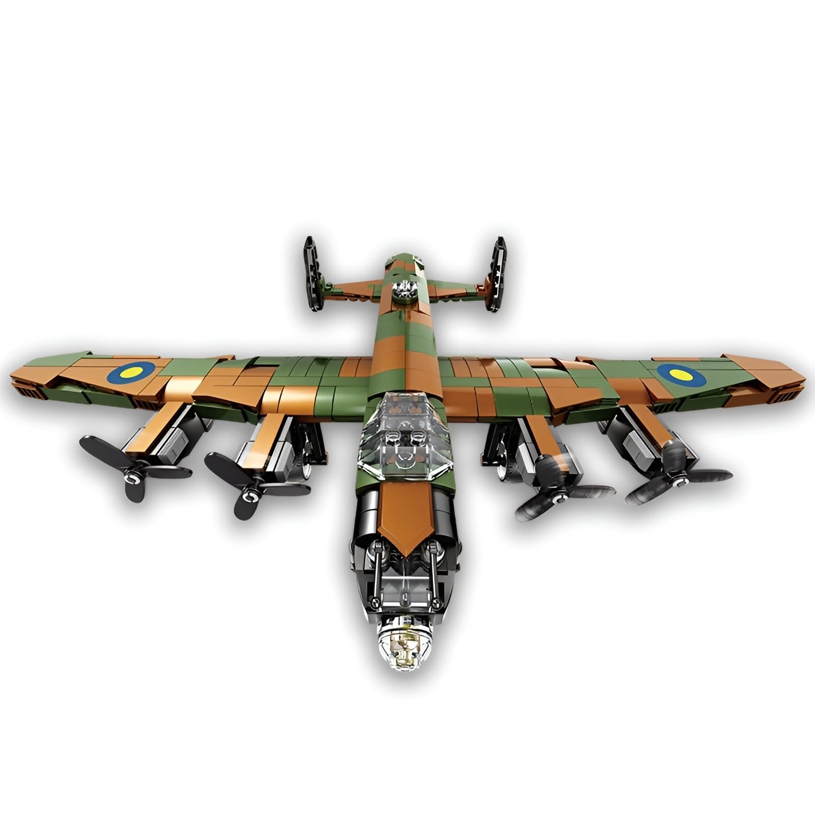 SymGrpu Lancaster Heavy Bomber Building Blocks Set, WWII Armed Airplane Bricks Kit, Military Fighter Jet Model for Adults, Collect Air-Force Build Toy, Home Office Decor, Gift for Man, 673PCS