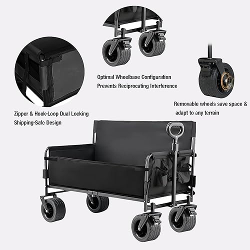 Miniatura 7 de Wagon - Carrito plegable para convertir en banco, carrito plegable resistente con ruedas, campamento todo terreno, carro de comestibles para playa,