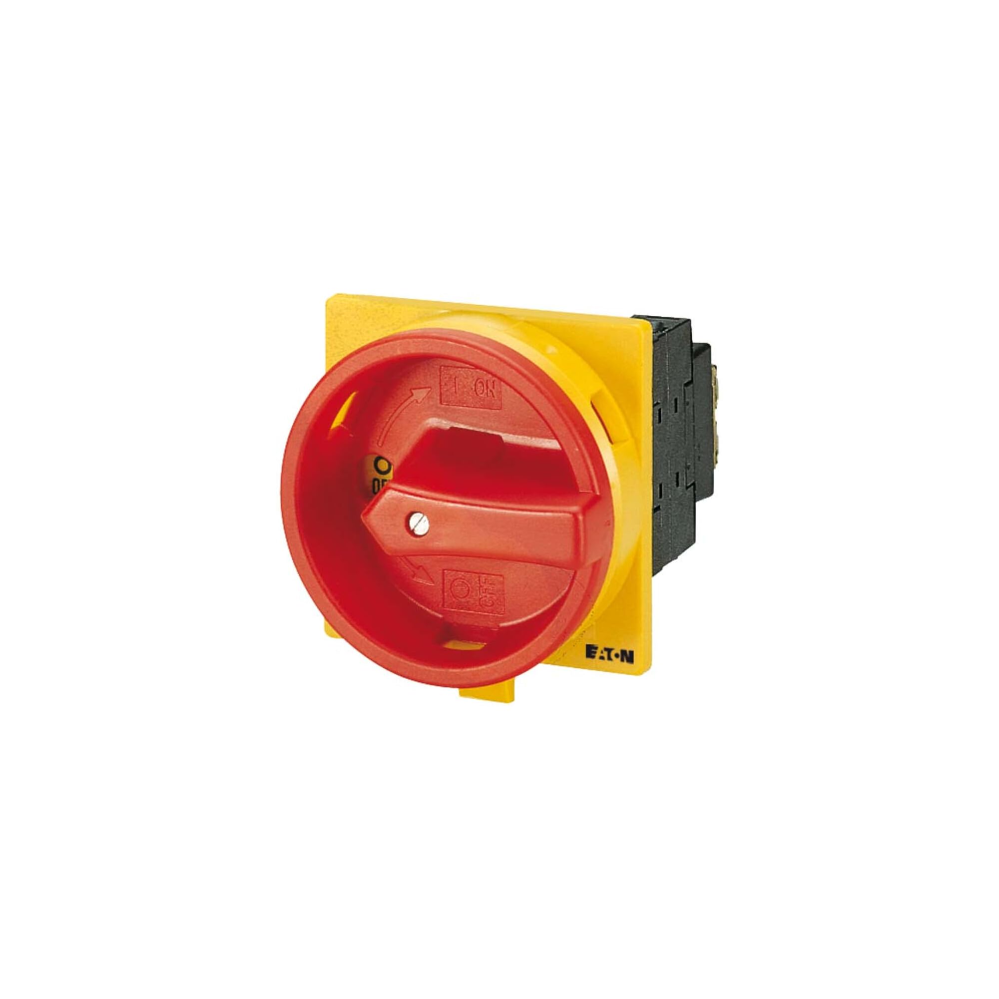 Eaton P1-32/EA/SVB/HI11 Interruptor General, 3 Polos con 1 NO con 1 NC, 32 A, Función de Parada de Emergencia, Bloqueable en posición 0, Montaje Empotrado
