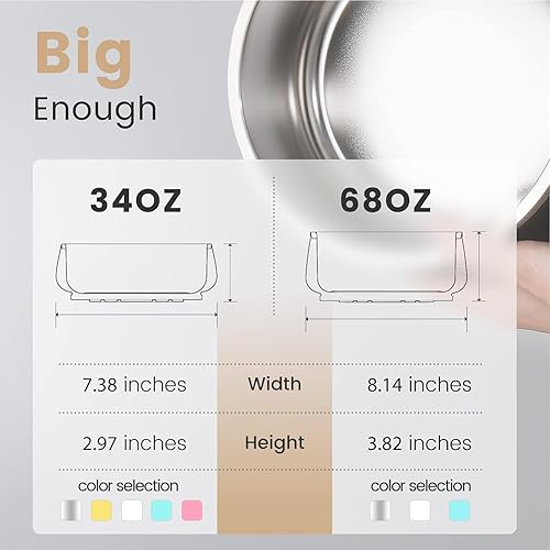 Miniatura 7 de Pawaii Cuenco para perro, cuencos de acero inoxidable de doble pared con base de goma antideslizante, cuenco aislado para perro, duradero, apto para