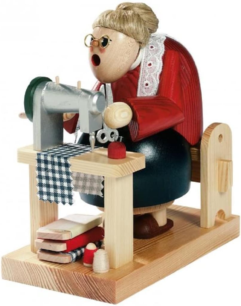 KWO Sewing Grandma German Christmas Incense Smoker Handcrafted in Germany New