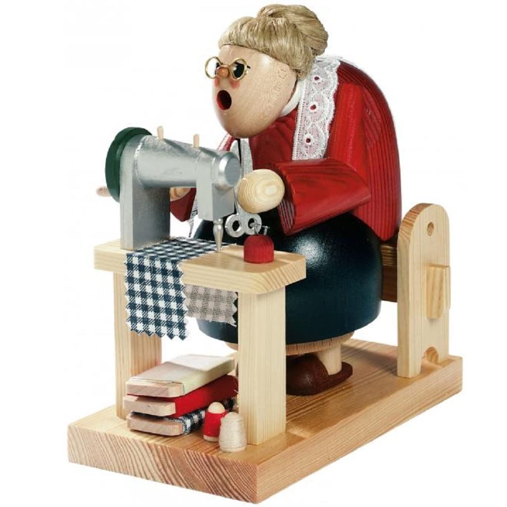 KWO Olbernhau encens allemand fumeur femme assise 16 cm original d'Erzgebirge