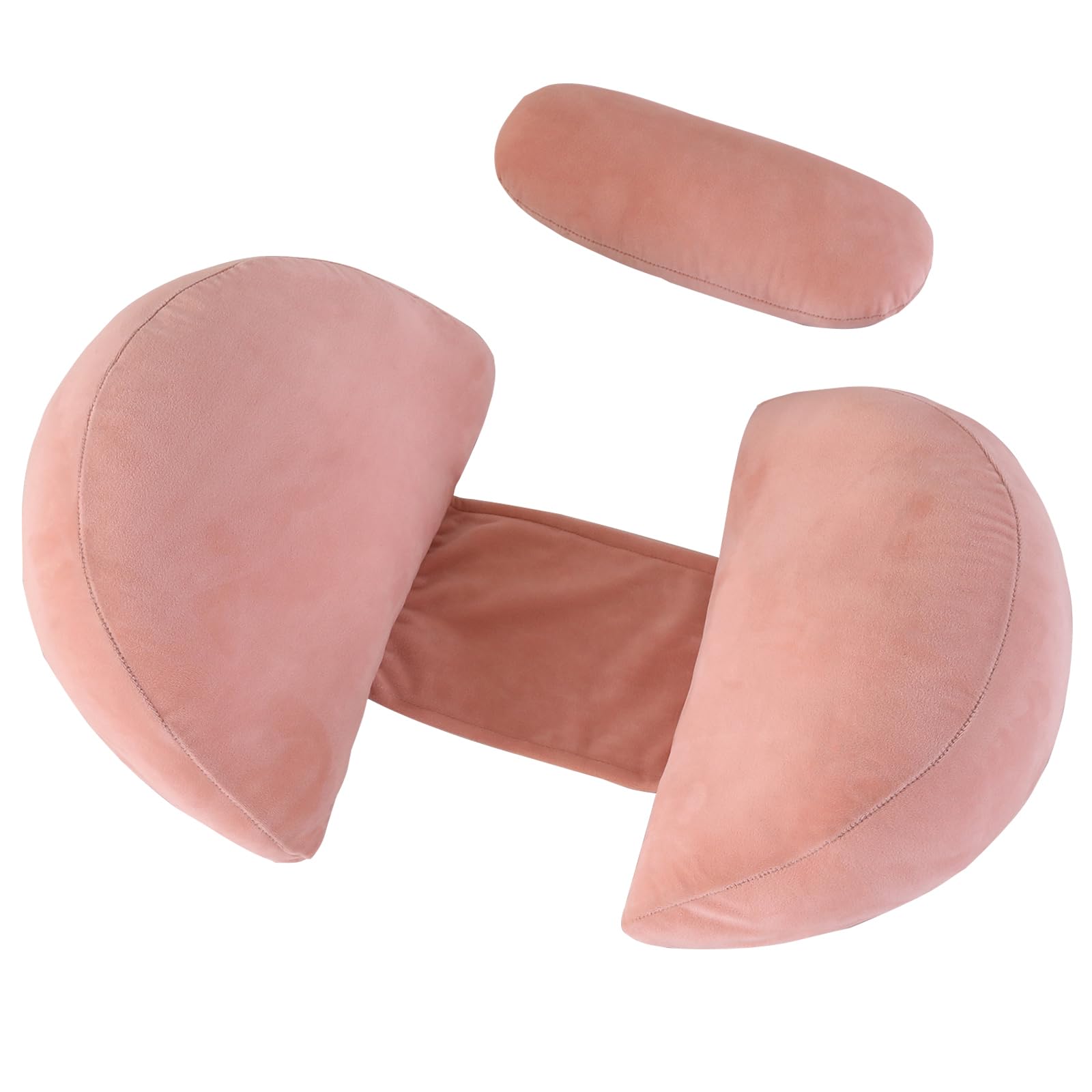 GKXLH Pregnancy Pillow - Pregnancy Pillows for Sleeping Support for Back, Hips, Legs, Soft Maternity Pillow for Pregnant Women Detachable and Adjustable Double Wedge with Cover (Velvet Pink, Small) — image 1