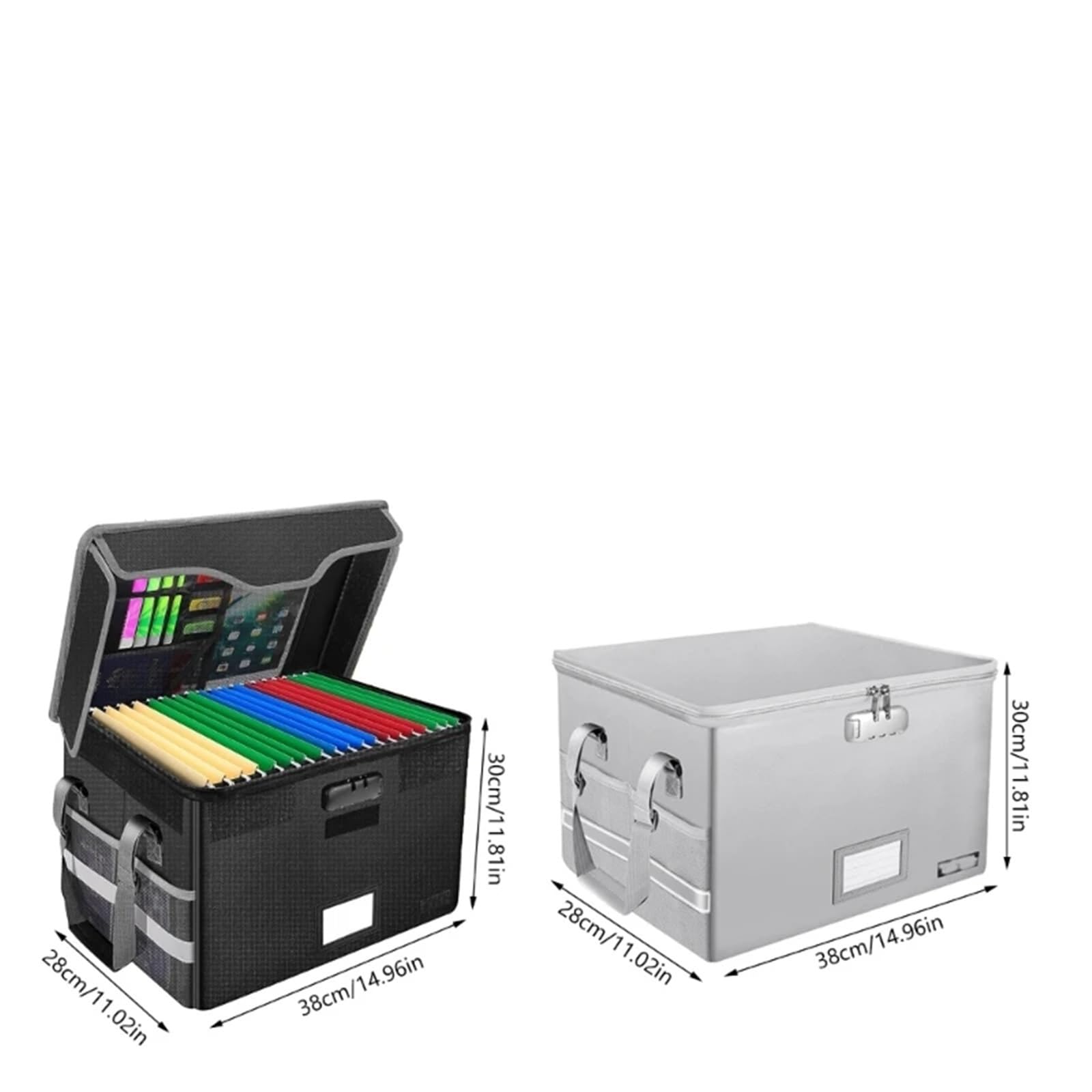 Organizzatore di Documenti ignifugo Scatola Portadocumenti Pieghevole ignifuga con Scatola di riempimento for archiviazione Documenti con Serratura(Black)