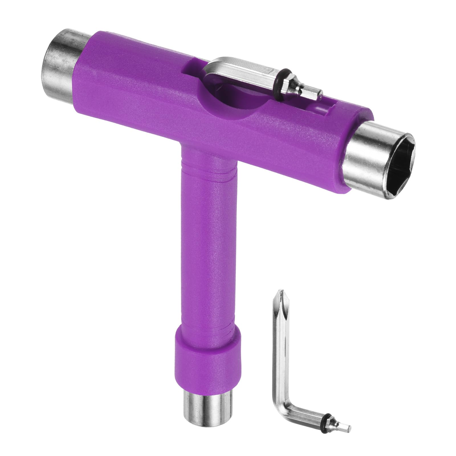 YOKIVE All-in-One Skate Tool Kit, Multi-Tool t Shape Spanner with L-Type Crosshead Screwdriver, Great for Skateboards Replace (Purple, 4-Inch)