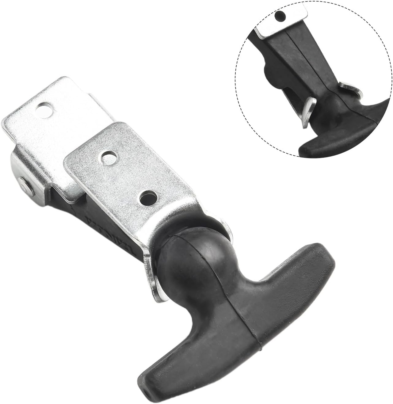 1Pcs Elastic Stainless Steel Rubber Hood Catch, 4.7 Inch Flexible T-Handle Hasp Rubber Flexible Draw Latches with Brackets for Tool Cabinet, Vehicle Engine, Hood