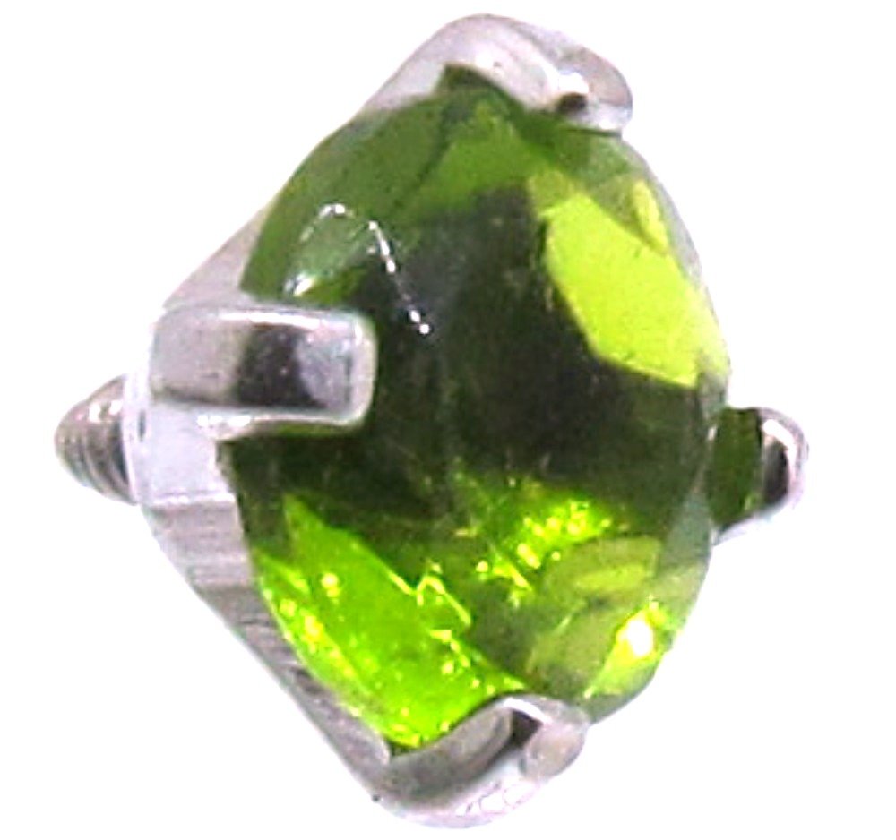 316L Surgical Steel Internally Threaded Prong Set Round Gem Dermal Top Anchor 14g